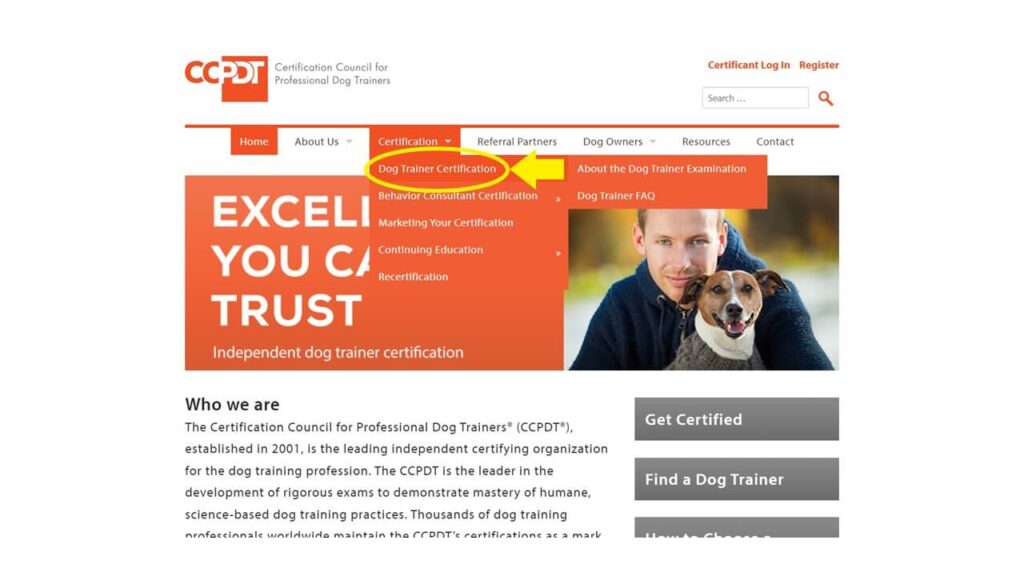 「Dog Trainer Certification」のページに移動